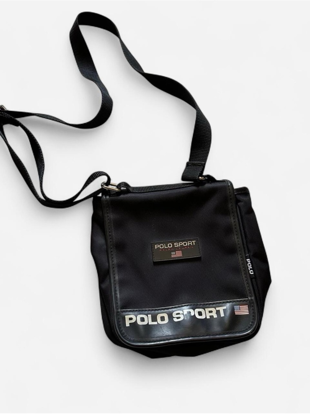 Vintage Polo by Ralph Lauren Black Polo Sport Messenger Bag